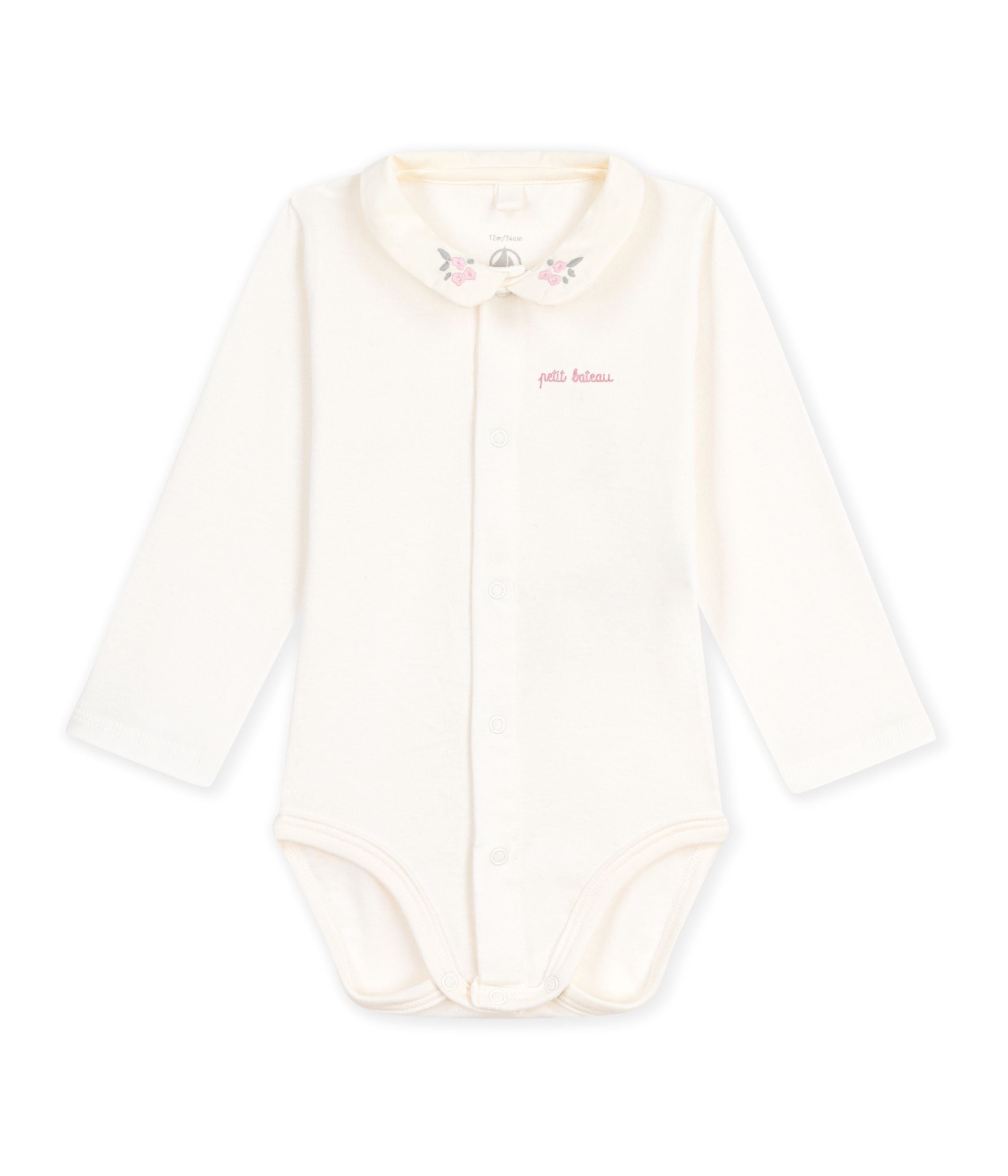 Petit Bateau - Body bébé à col brodé et message en poitrine