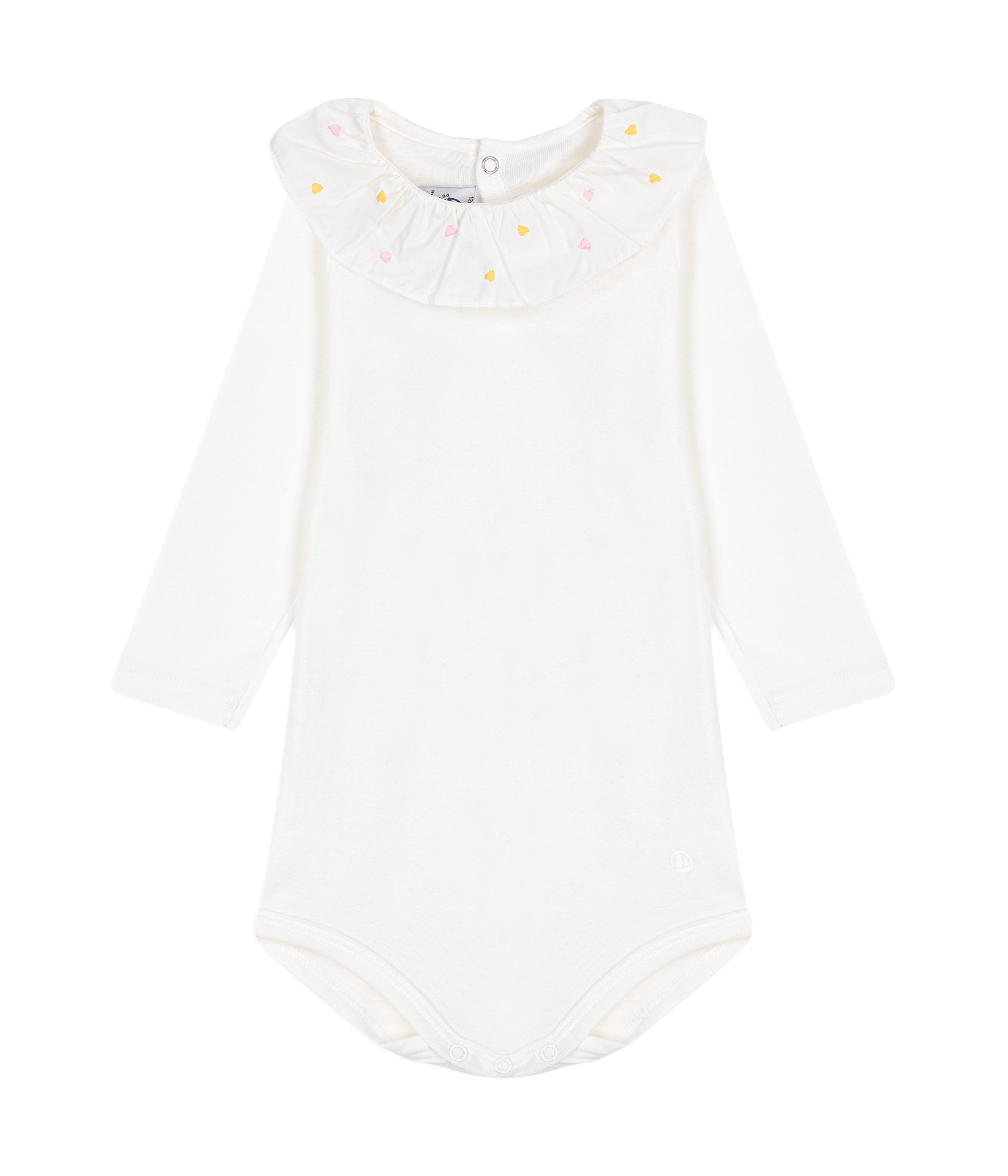 Petit Bateau - Body bébé en coton uni à col brodé