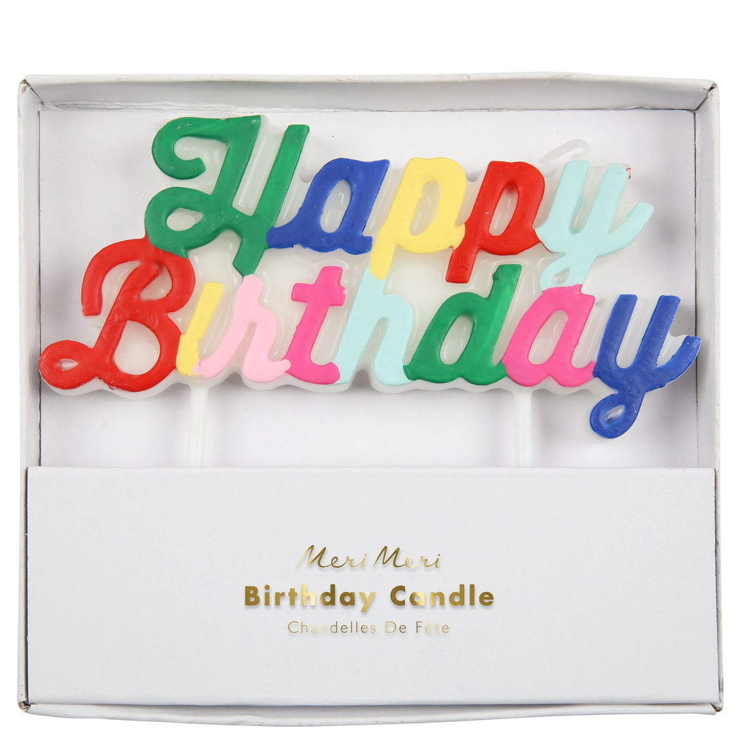 Meri Meri - Happy Birthday Multicolor Birthday Candle