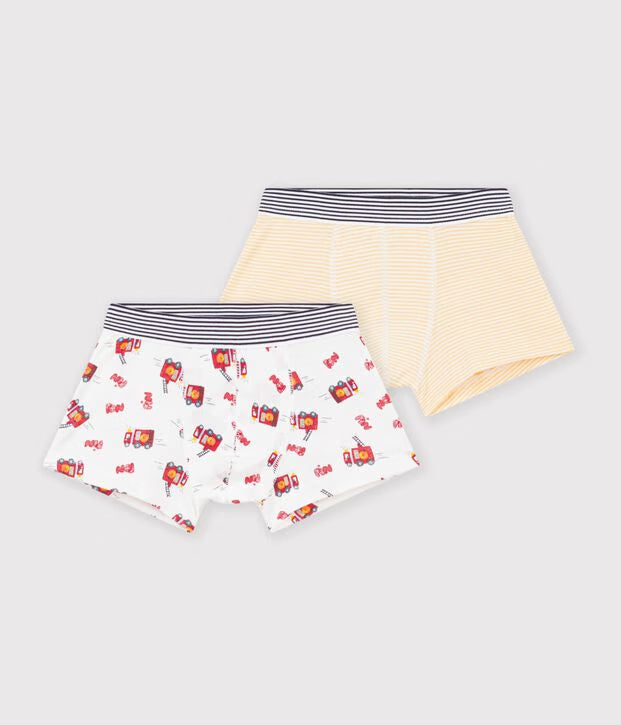 Petit Bateau - Kids' boxer shorts in fire truck print cotton