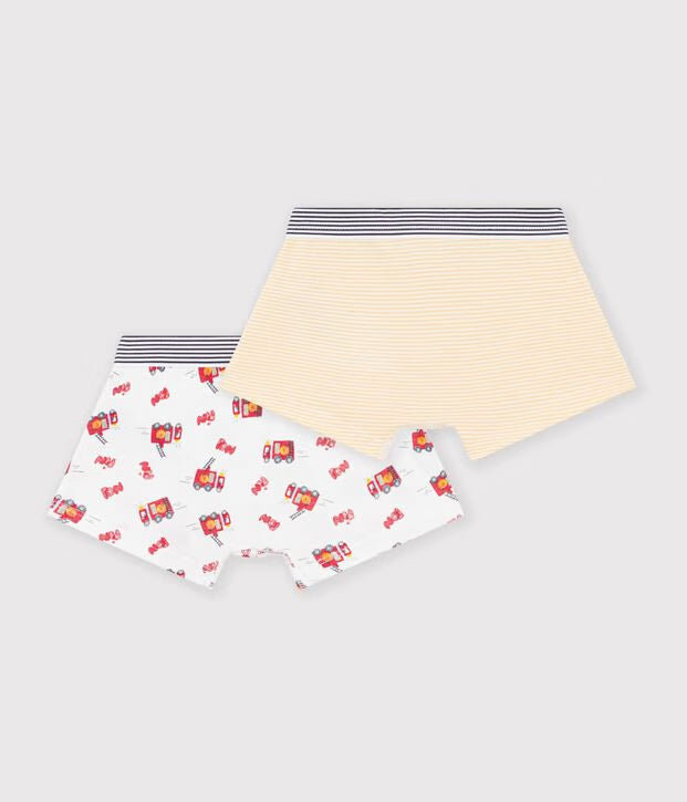 Petit Bateau - Kids' boxer shorts in fire truck print cotton