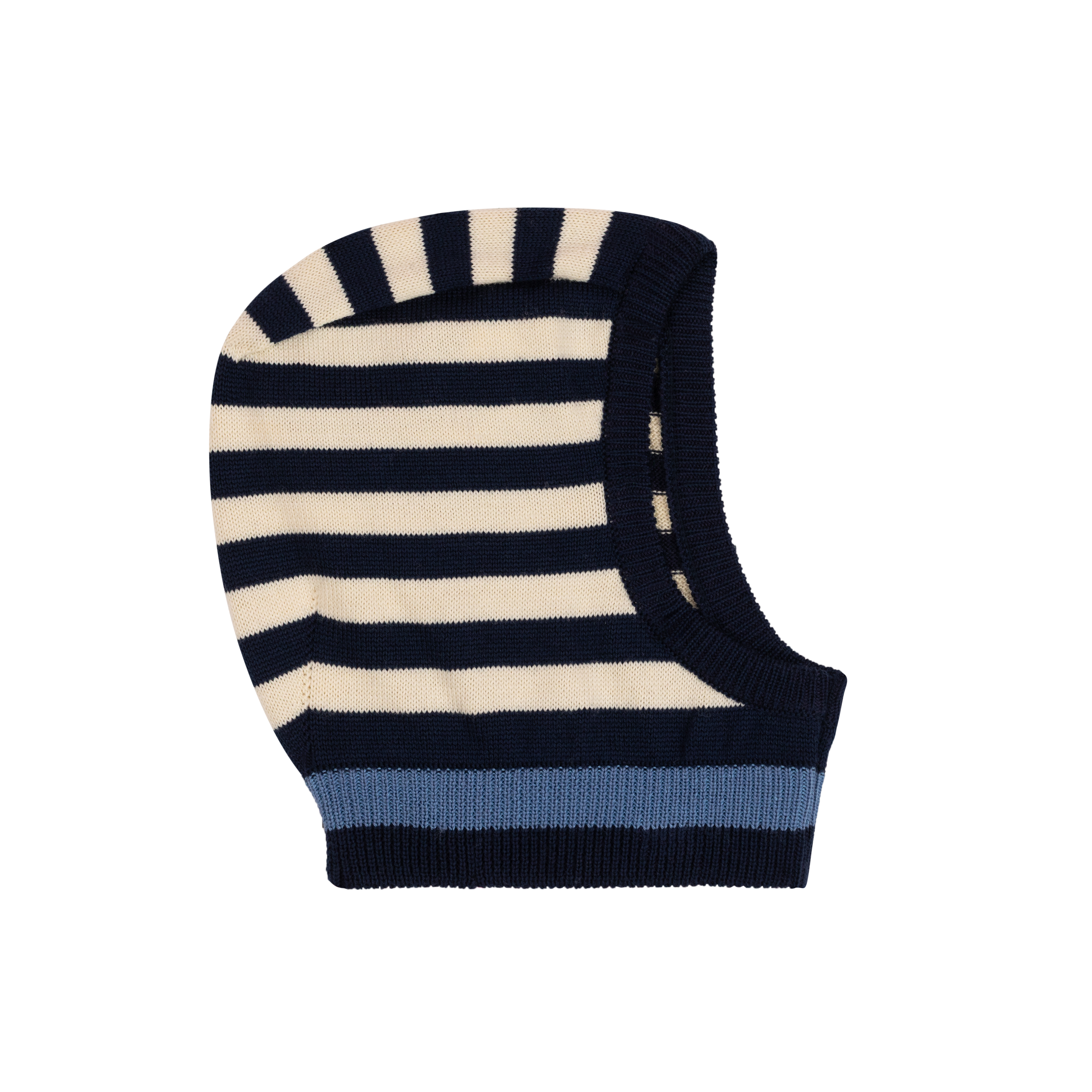 Petit Bateau - Baby striped wool and cotton balaclava