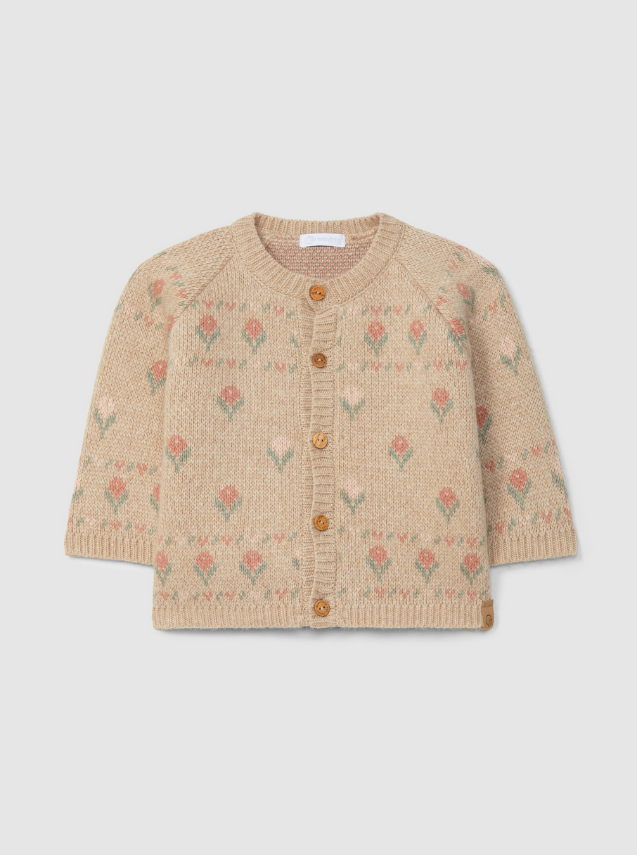Laranjinha - Floral Jacquard Knitted Cardigan