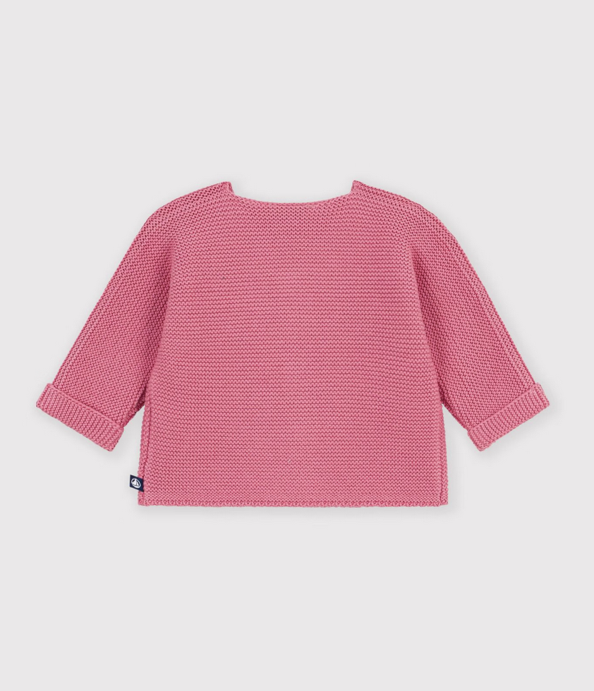Petit Bateau - Cardigan tricot point mousse en coton uni (Bébé)