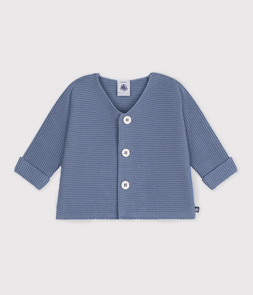Petit Bateau - Cardigan tricot point mousse en coton uni (Bébé)