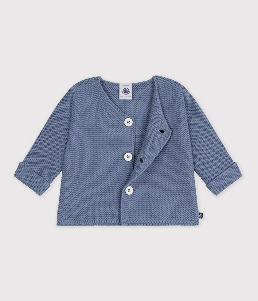 Petit Bateau - Cardigan tricot point mousse en coton uni (Bébé)