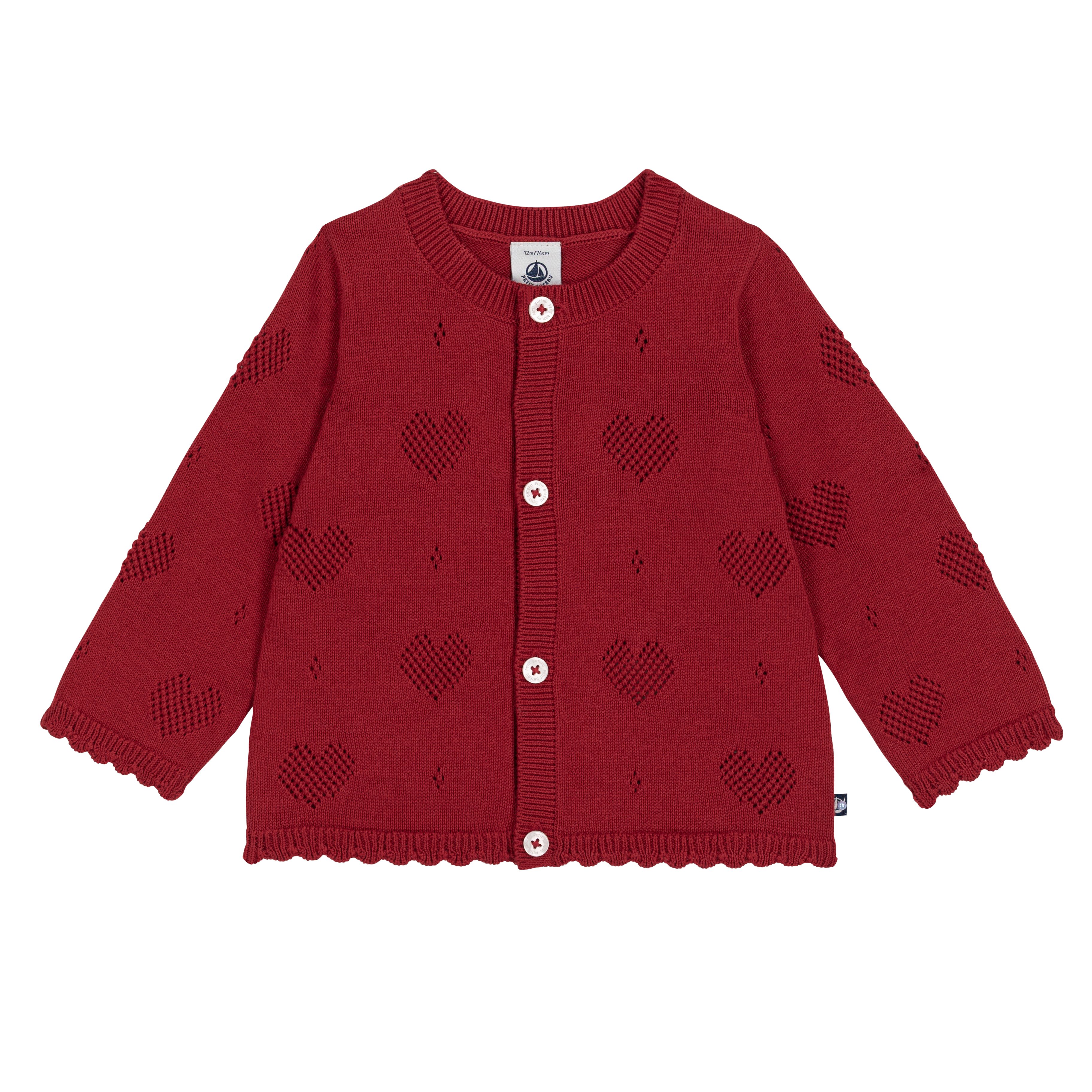 Petit Bateau - Cardigan bébé en coton à motifs cœurs