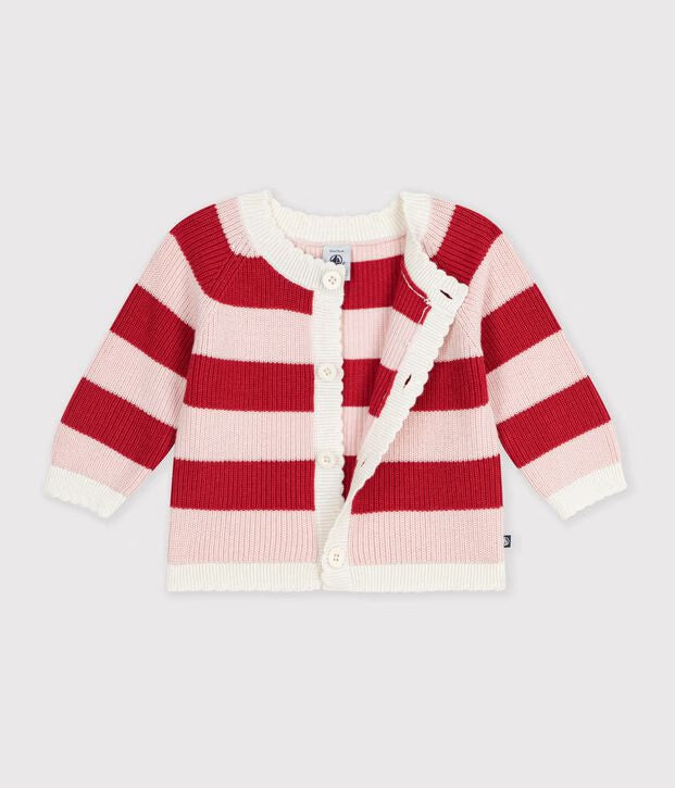 Petit Bateau - Cardigan bébé en coton à rayures