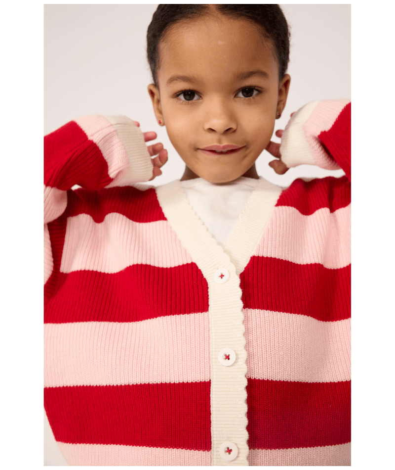 Petit Bateau - Kids' Striped Wool and Cotton Cardigan