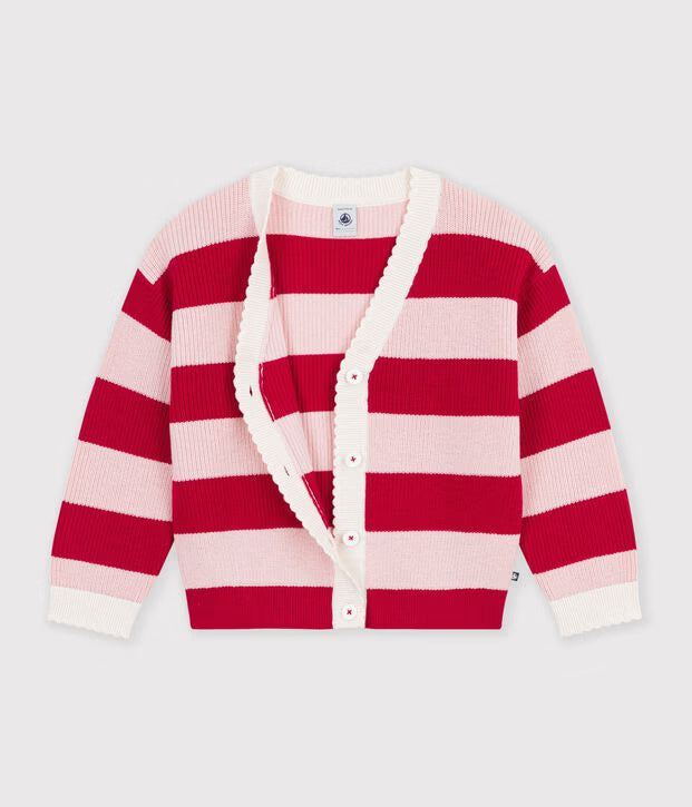Petit Bateau - Cardigan enfant en laine et coton à rayures