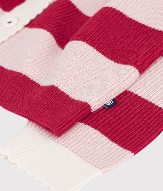Petit Bateau - Cardigan enfant en laine et coton à rayures