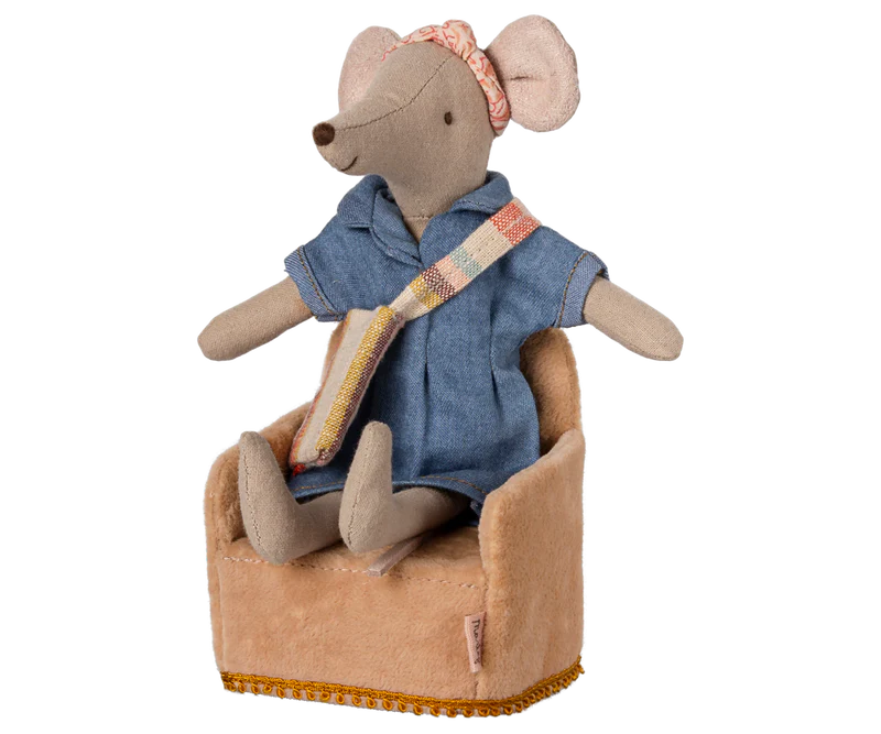 Maileg - Folding chair, Mouse - Powder