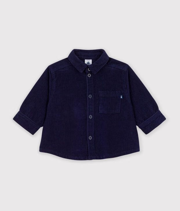 Petit Bateau - Chemise bébé en velours uni