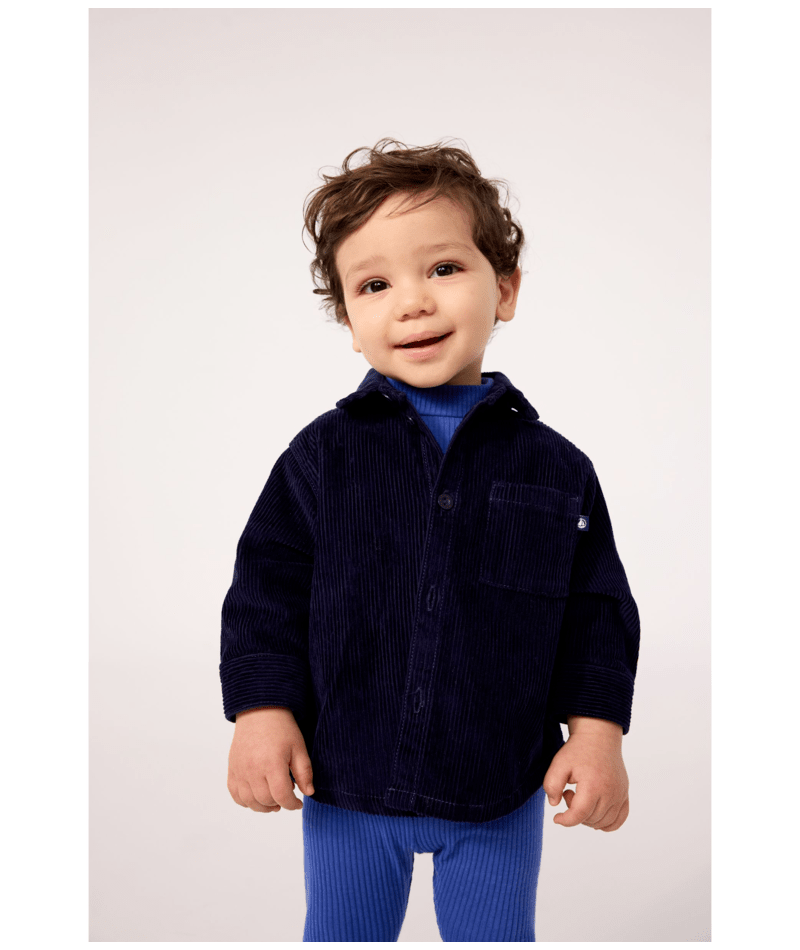 Petit Bateau - Chemise bébé en velours uni