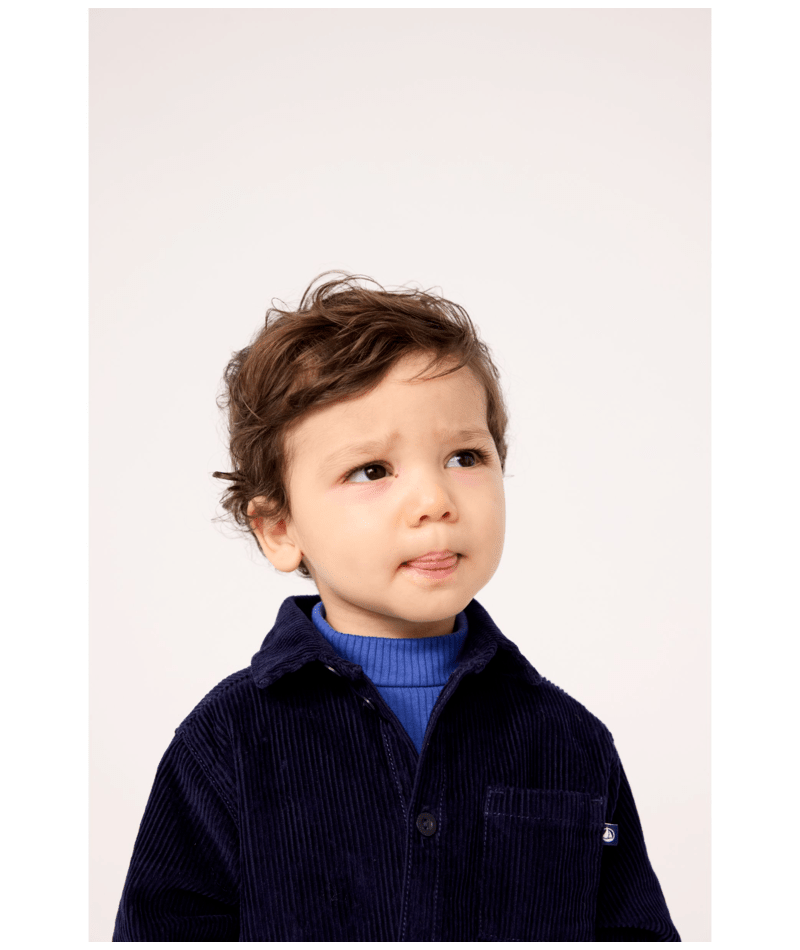 Petit Bateau - Chemise bébé en velours uni