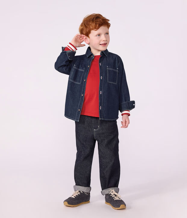 Petit Bateau - Plain denim children's shirt