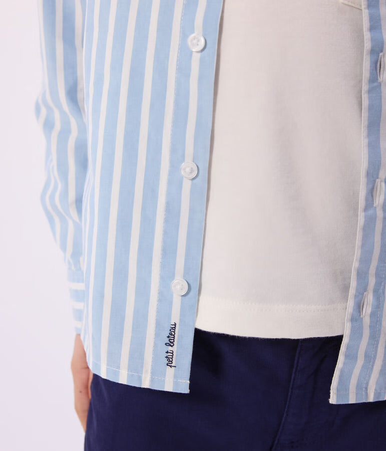 Petit Bateau - Children's long-sleeved stripy cotton shirt
