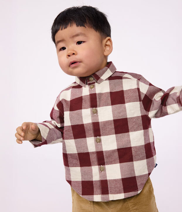 Petit Bateau - Chemise bébé en flanelle à carreaux