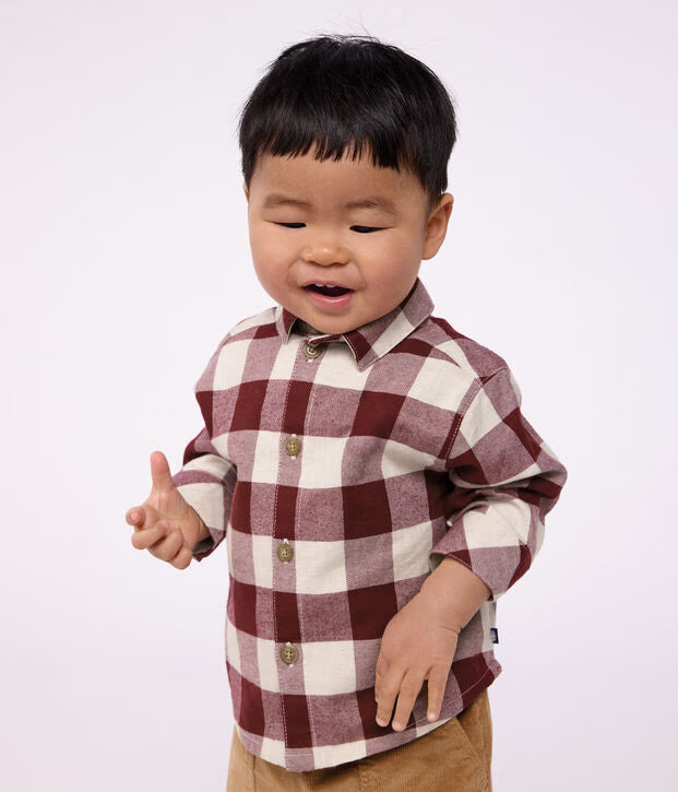 Petit Bateau - Chemise bébé en flanelle à carreaux