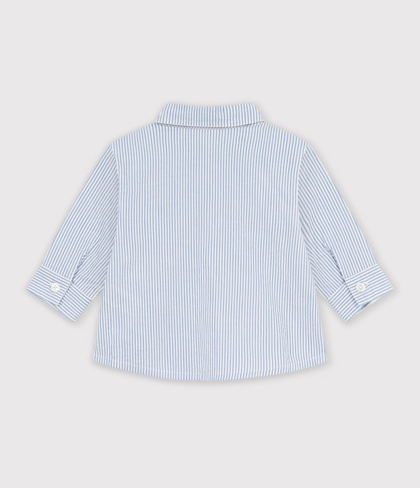 Petit Bateau - Chemise bébé en coton à manches longues à rayures