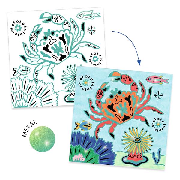 Djeco - Surprise coloring pages: Under the sea
