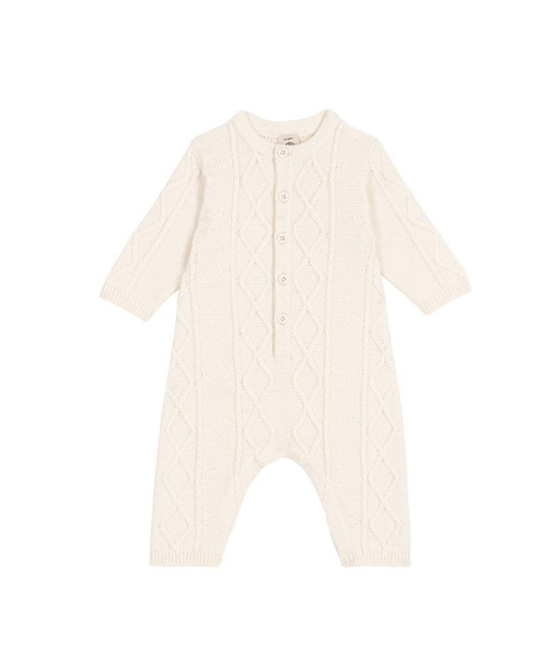 Petit Bateau - Combinaison bébé en tricot laine et coton uni
