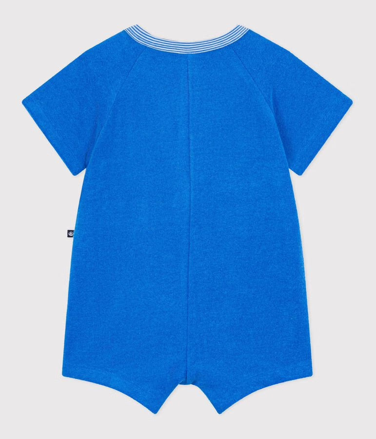 Petit Bateau - Combinaison courte bébé en coton unie
