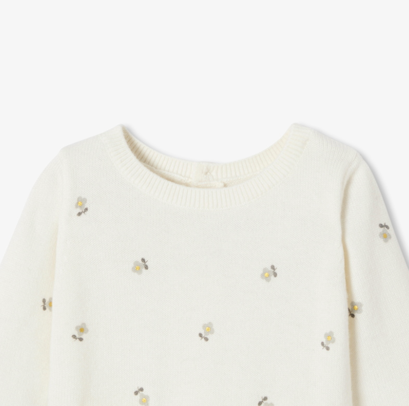 Jacadi - Baby girl knitted flower-patterned jumpsuit