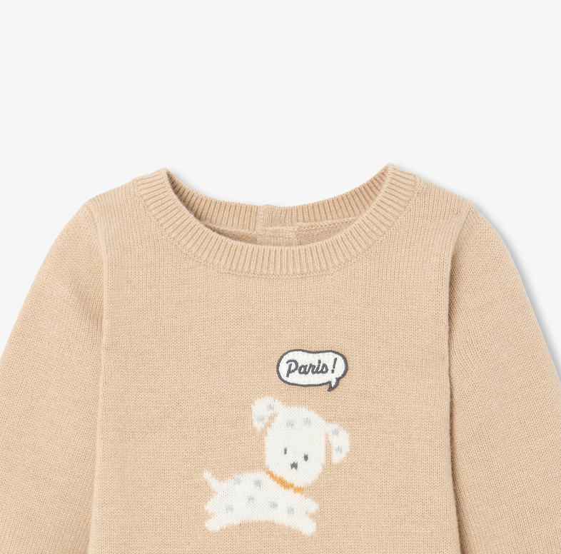 Jacadi - Baby intarsia knit dog all-in-one