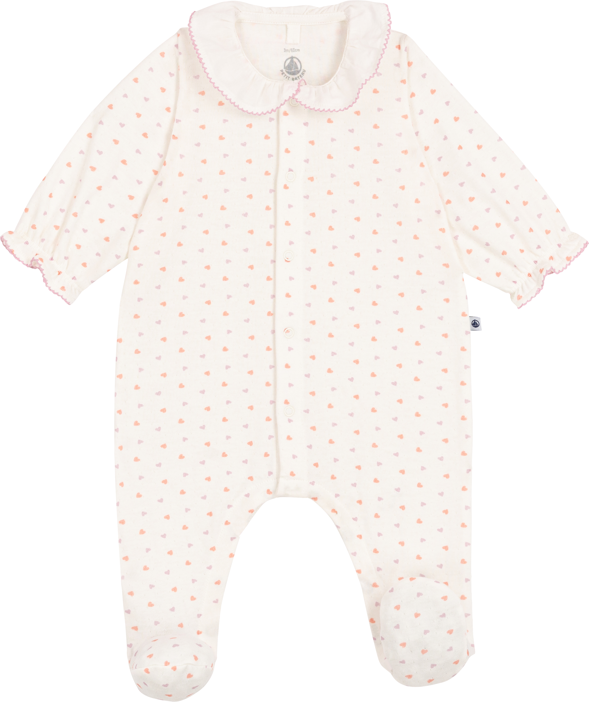 Petit Bateau - Pyjama bébé en tubique imprimé à cœurs