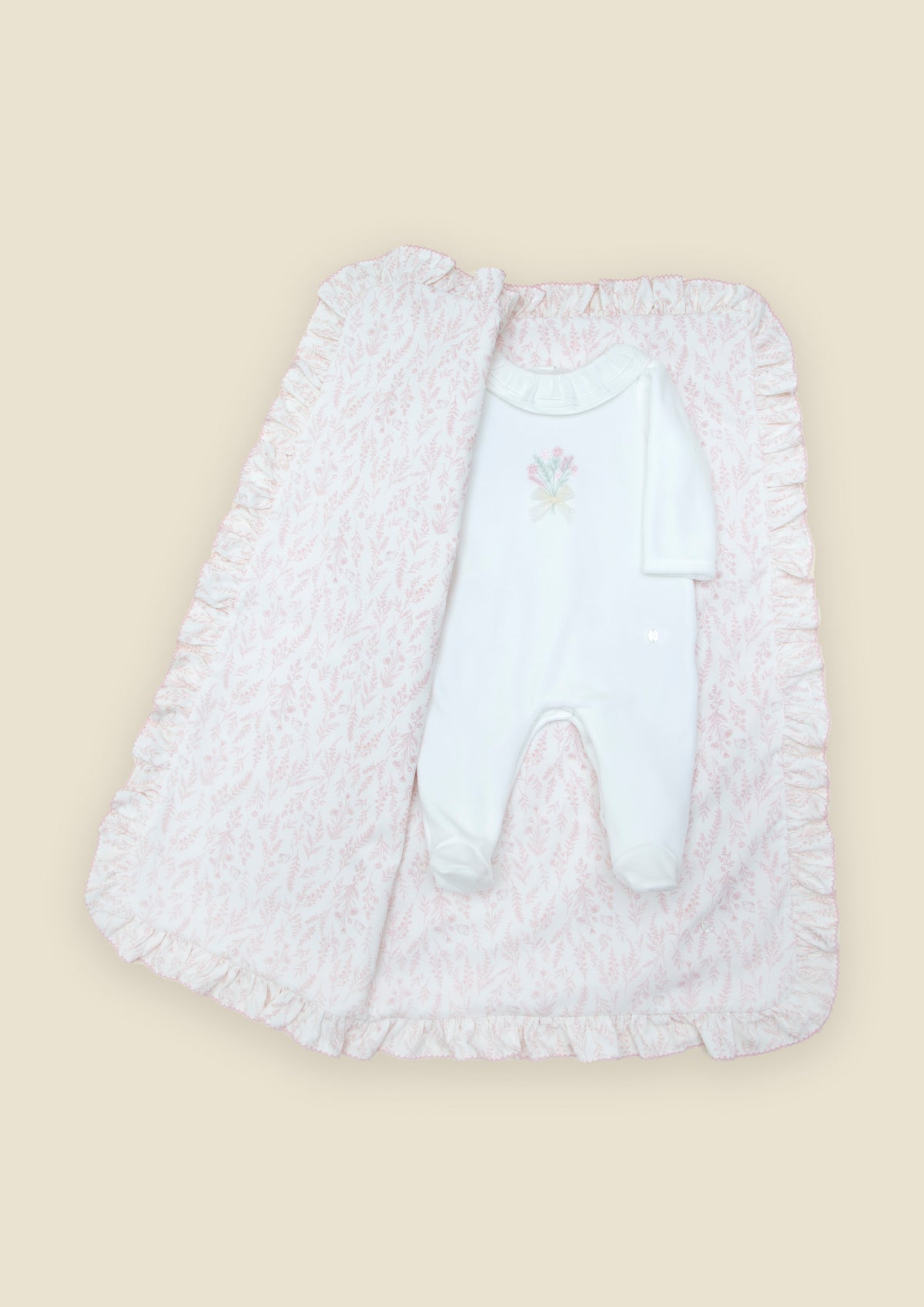 Patachou - Floral Print and Ruffle Blanket