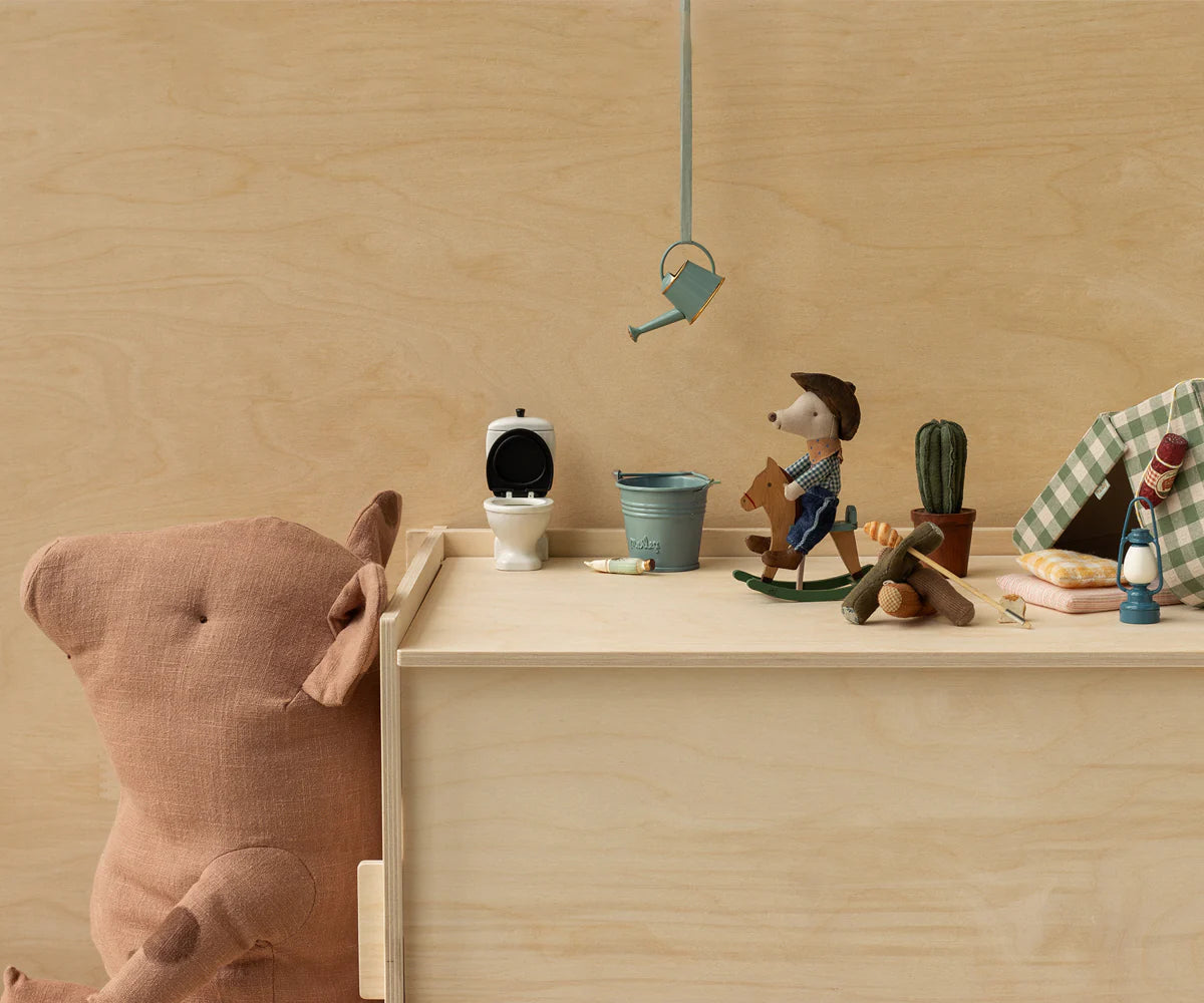 Maileg - Souris cow-boy sur un cheval à bascule, Petit frère