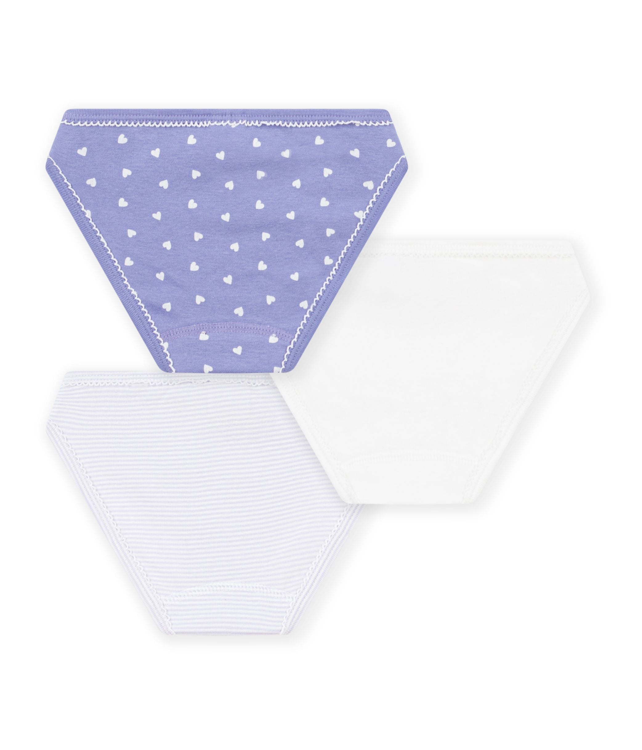 Petit Bateau - Kids' Cotton Briefs with Hearts Multipack