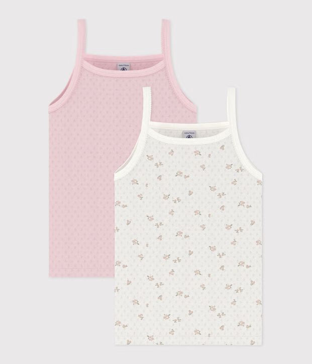 Petit Bateau - Lot de débardeurs enfant en coton ajouré à fleurs