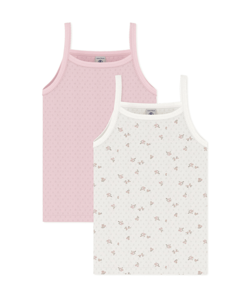 Petit Bateau - Lot de débardeurs enfant en coton ajouré à fleurs