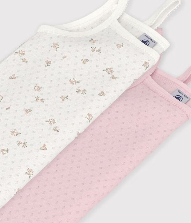 Petit Bateau - Lot de débardeurs enfant en coton ajouré à fleurs