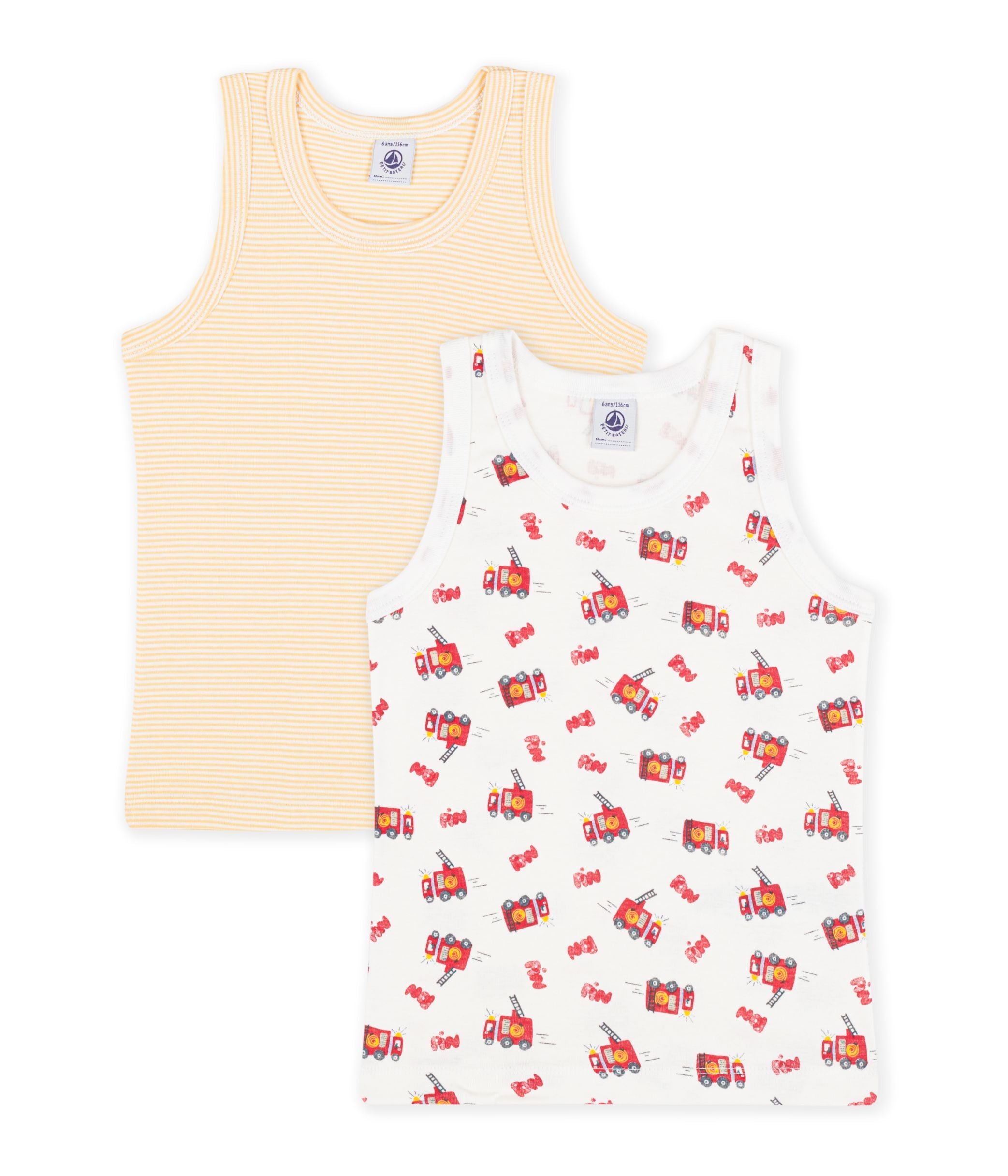 Petit Bateau - Lot de débardeurs enfant en coton imprimé pompier