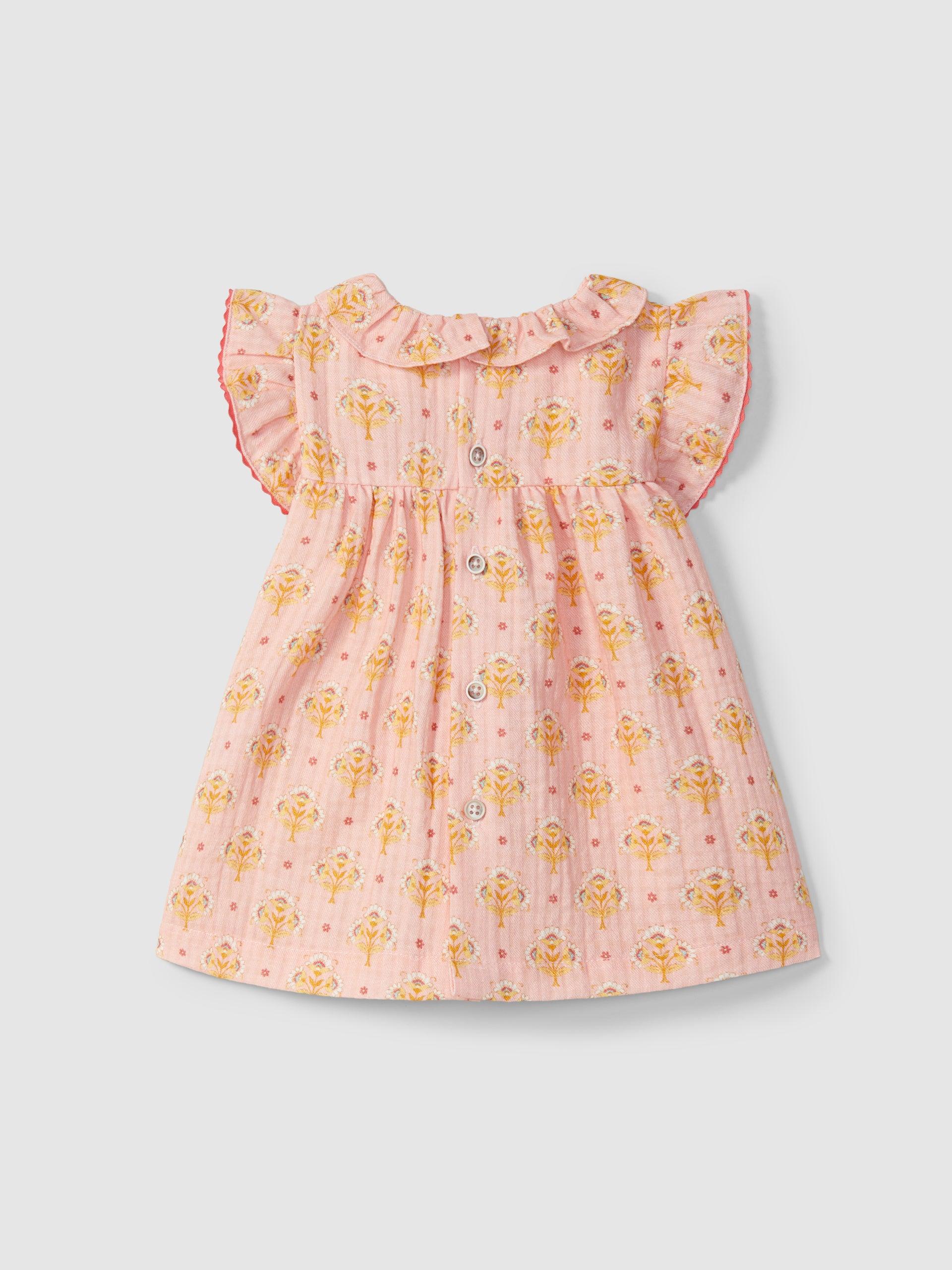 Laranjinha - Floral Print Dress with Ruffled Collar