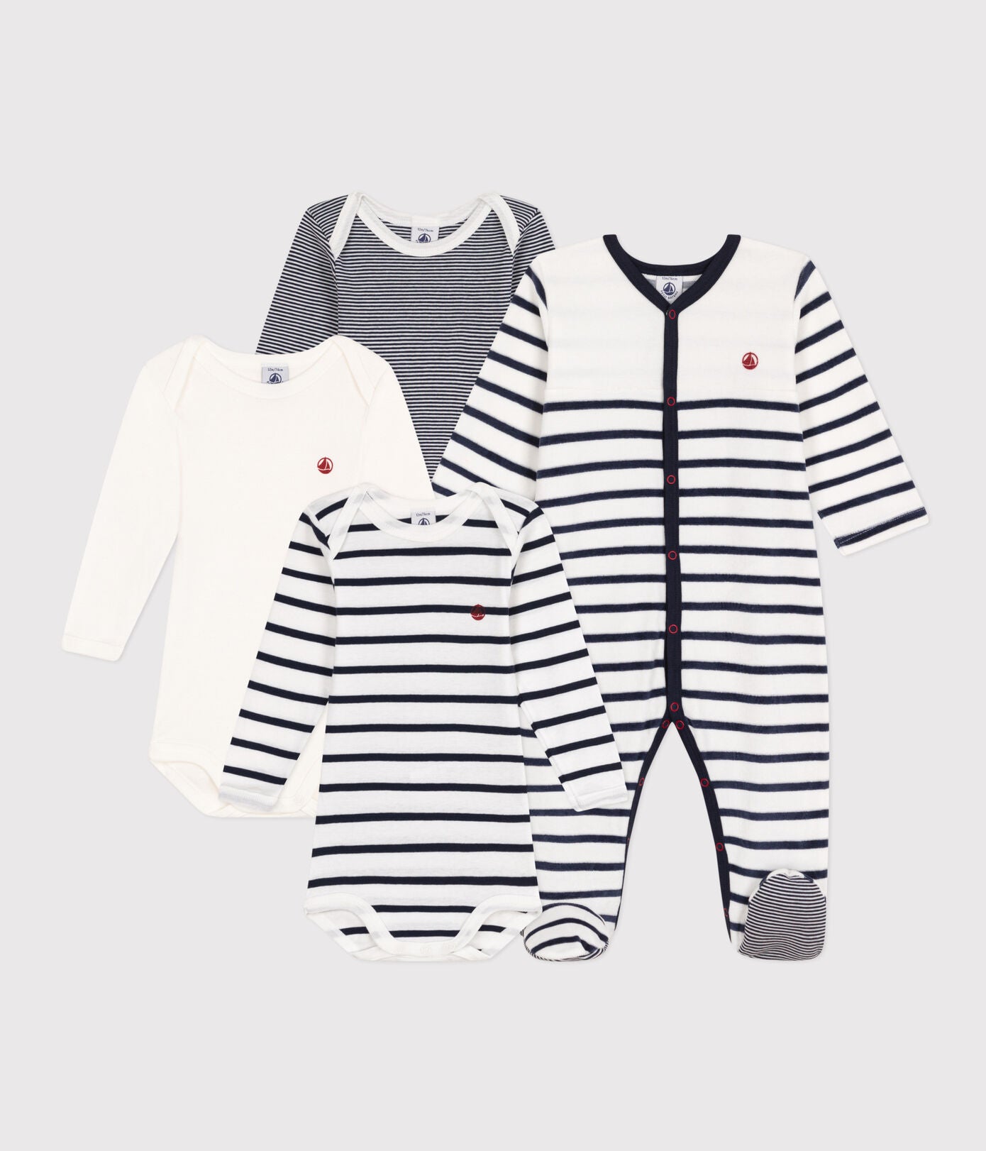 Petit Bateau - Ensemble Dors Bien et 3 Caches-couches à Rayures