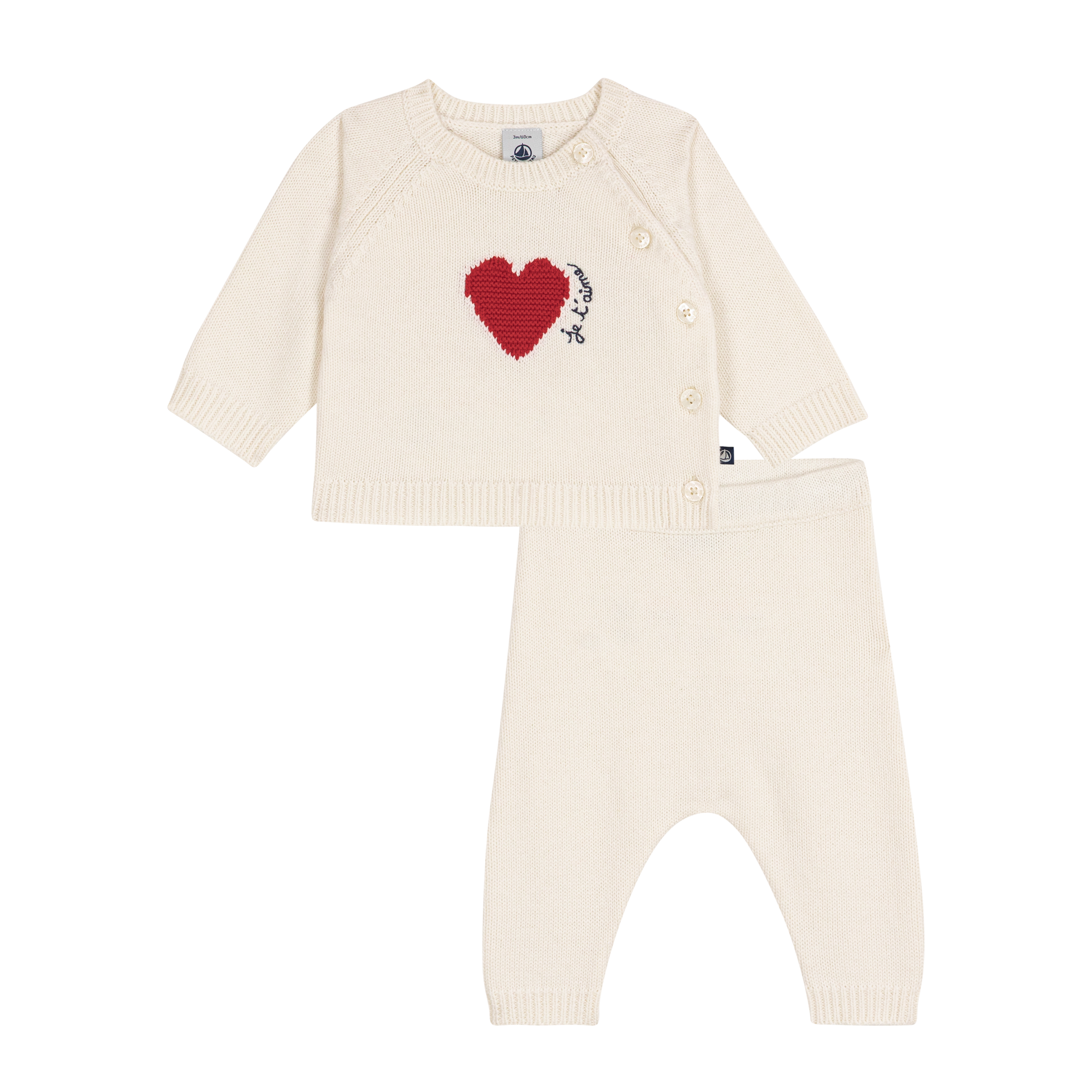 Petit Bateau - Baby Jacquard Heart Knit Set