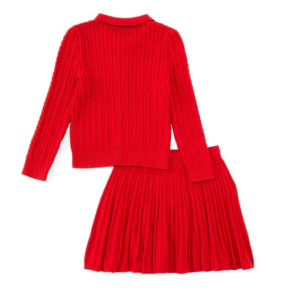 Polo Ralph Lauren - Ensemble gilet polo à manches longues et jupe