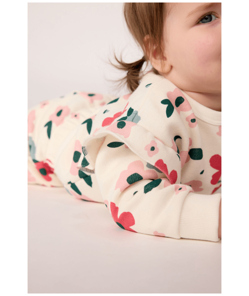 Petit Bateau - Ensemble sweatshirt et pantalon bébé en coton imprimé à fleurs