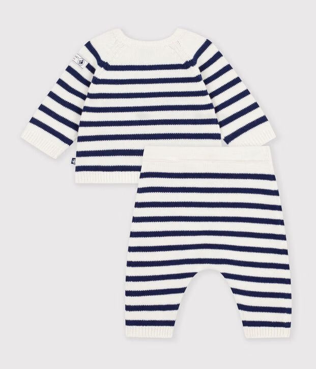 Petit Bateau - Ensemble bébé en tricot à rayures