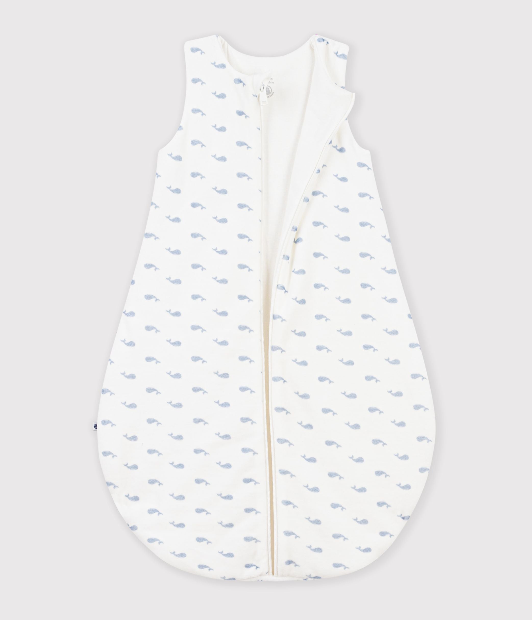 Petit Bateau - Whale print velour baby sleeping bag TOG 3