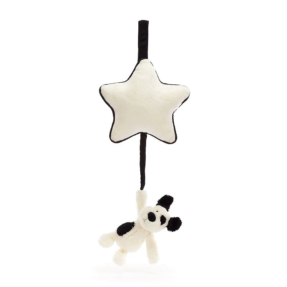 Jellycat - Musical Pull Toy, Black and Cream Puppy