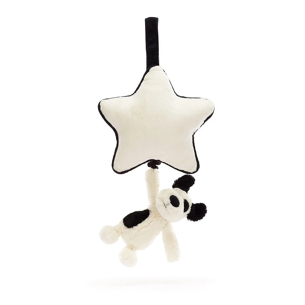 Jellycat - Musical Pull Toy, Black and Cream Puppy