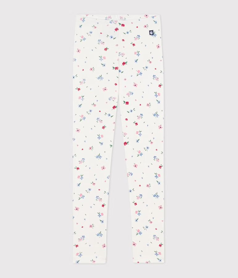 Petit Bateau - Children's floral print cotton leggings