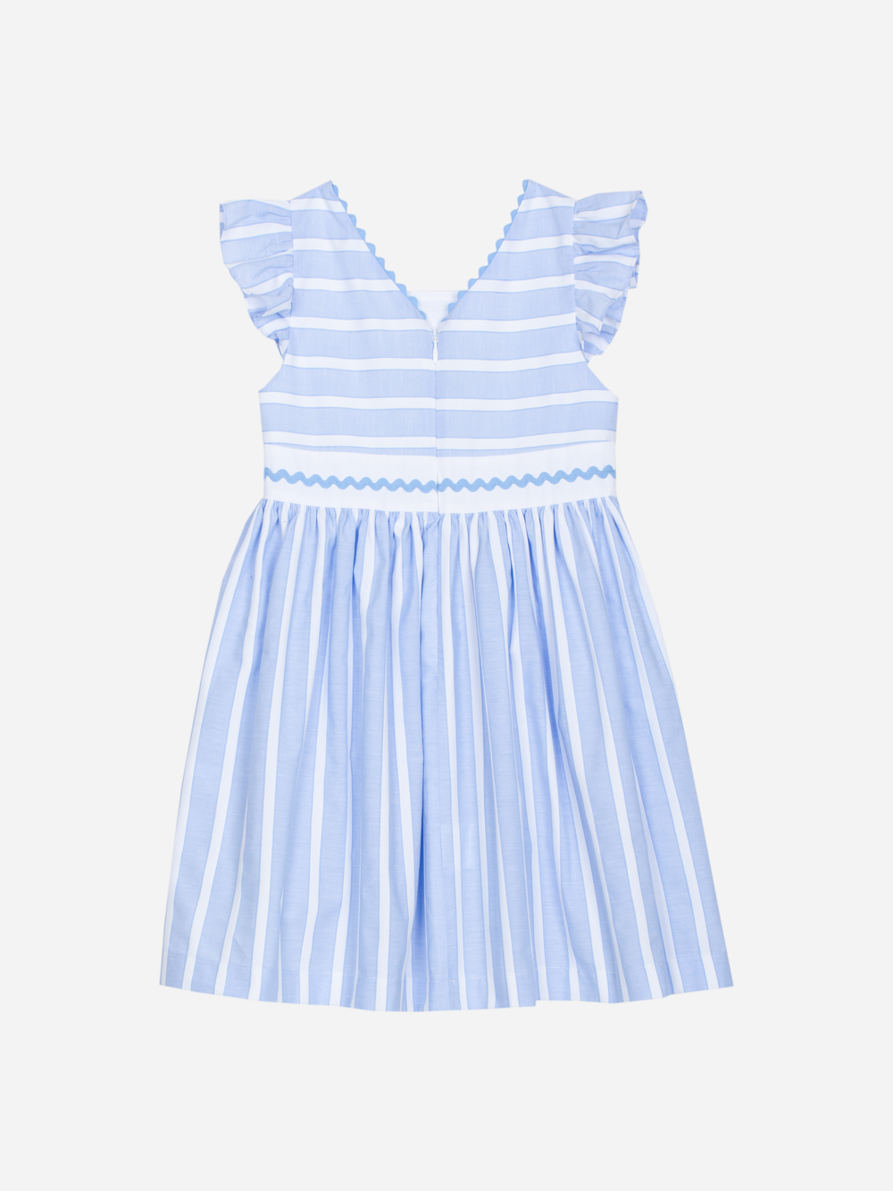 Patachou - Light Blue dress with striped print and lemon embroidery