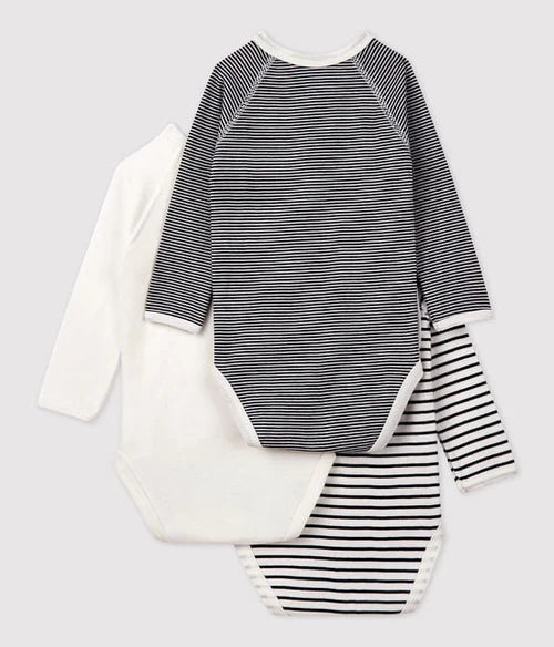 Petit Bateau - Pack of 3 Long Sleeve Bodysuits