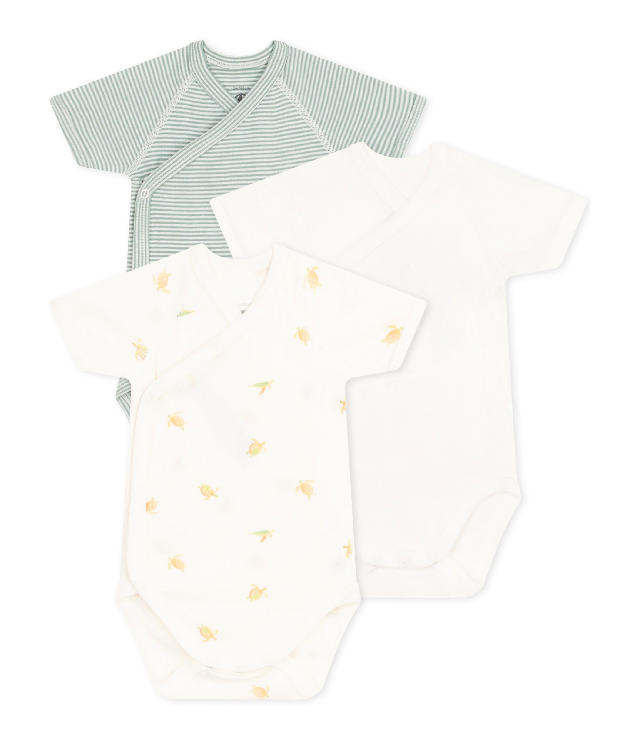 Petit Bateau - Set of 3 Short Sleeve Diaper Covers